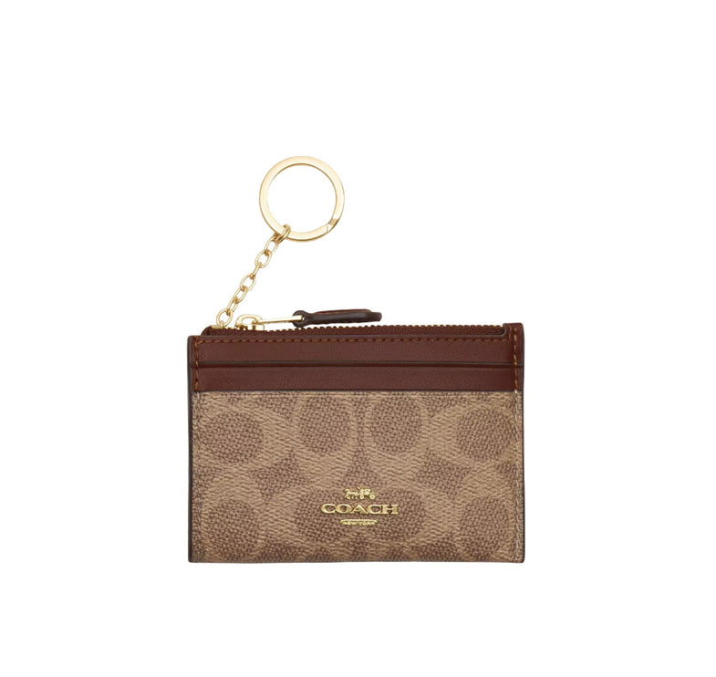 Coach Women's Mini Skinny Id Case In Signature Canvas Gold/Tan/Brown