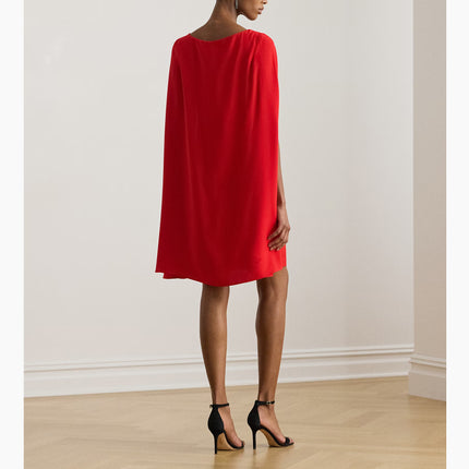 Polo Ralph Lauren Women's Cape Georgette Cocktail Dress Cruise Red