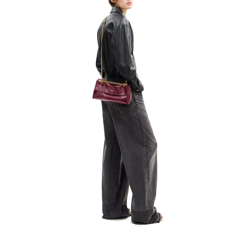 Coach Women's Chelsea Shoulder Bag 26 With Chain Brass/Dark Cherry