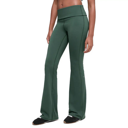 alo Women's Softsculpt Foldover Flare Legging Clover Green