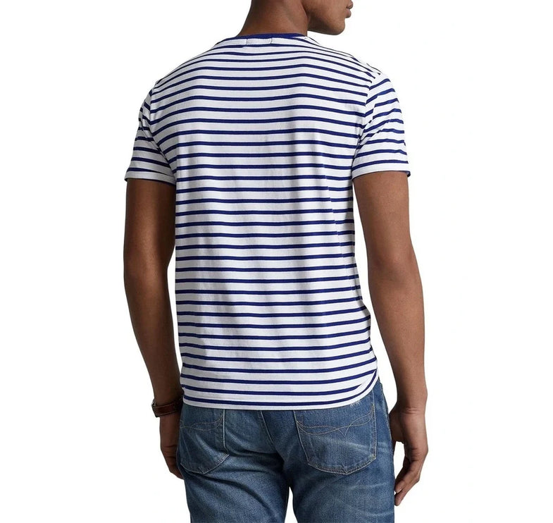 Polo Ralph Lauren Men's Polo Bear Striped Cotton Jersey Tee Blue/White - Hemen Kargoda