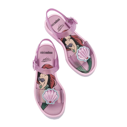 Mini Melissa + Disney Kids Mar Sandal Princess Glitter Pink