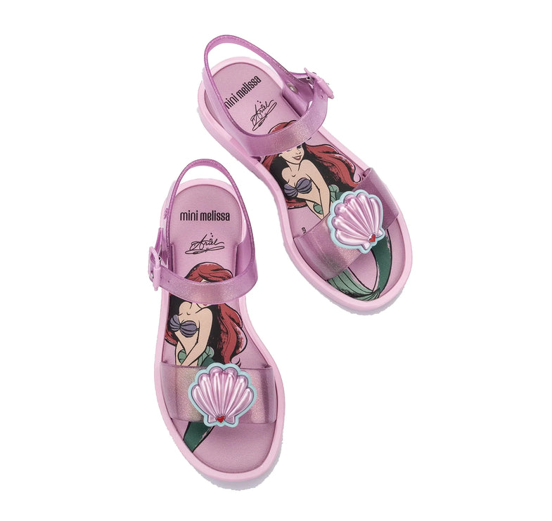 Mini Melissa + Disney Kids Mar Sandal Princess Glitter Pink