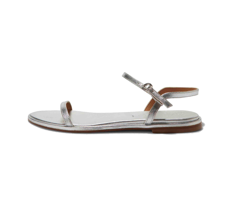 AEYDE Women's Nettie Leather Sandals Silver Nappa