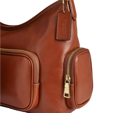 Coach Women's Laurel Shoulder Bag With Pockets Gold/Cinnamon