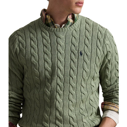 Polo Ralph Lauren Men's Cable-Knit Cotton Sweater Fern Green Heather