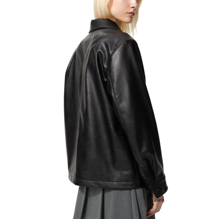 Uniqlo Unisex Coated Relaxed Shirt Jacket 09 Black
