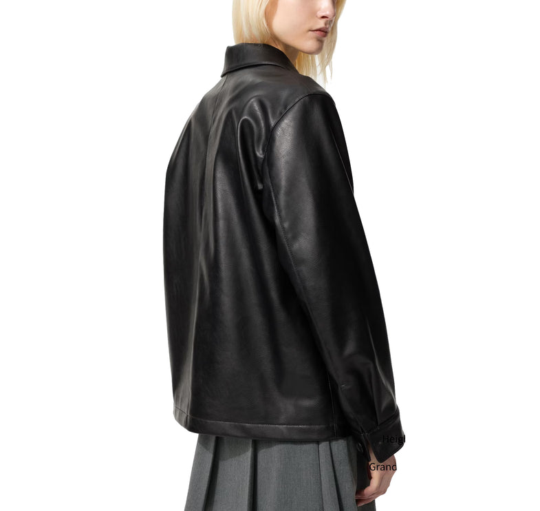 Uniqlo Unisex Coated Relaxed Shirt Jacket 09 Black