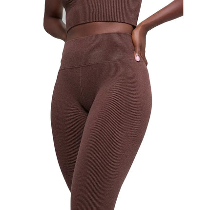 alo Women's Seamless High-Waist Two Tone Rib Legging Brownstone Heather