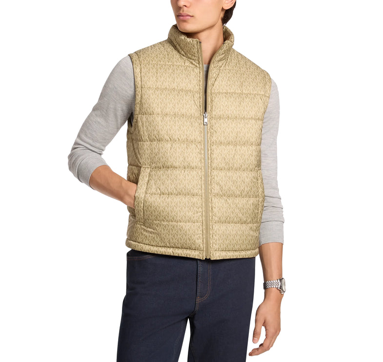 Michael Kors Men's Signature Logo Reversible Vest Oregano