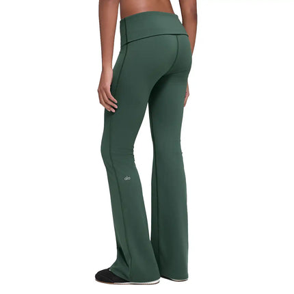 alo Women's Softsculpt Foldover Flare Legging Clover Green