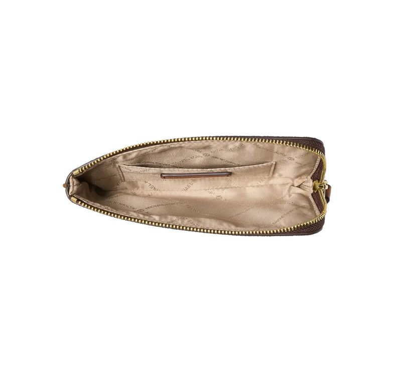 Michael Kors Women's Jet Set Travel Small Signature Logo Wristlet Brown