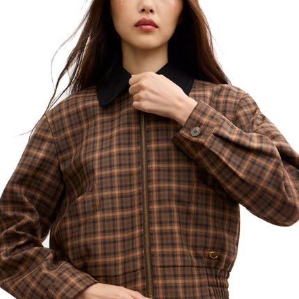 COACH Women's Cropped Boxy Blouson Chocolate Multi