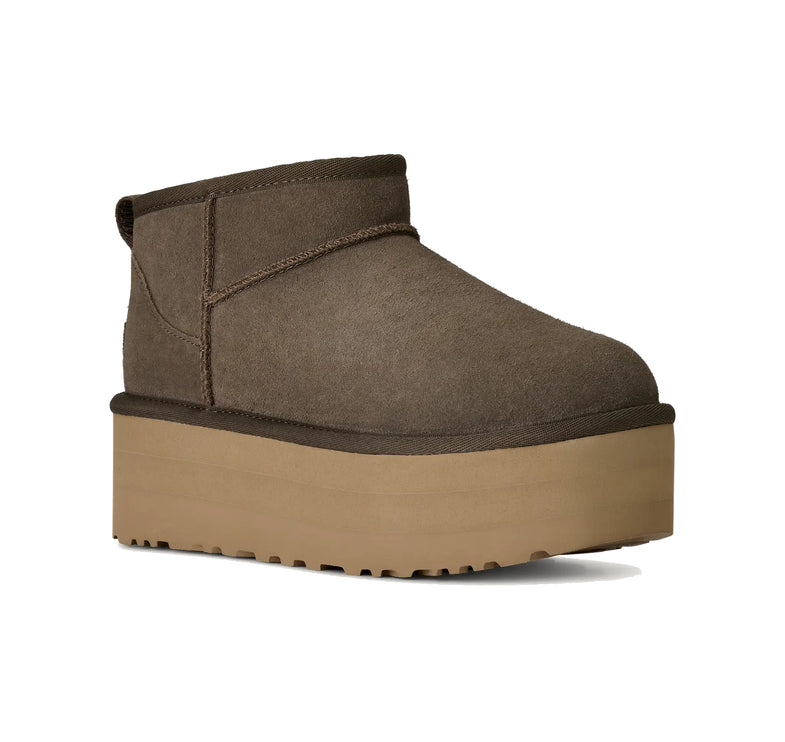 UGG Classic Ultra Mini Platform kadın botu, koyu yeşil (dried oregano) süet