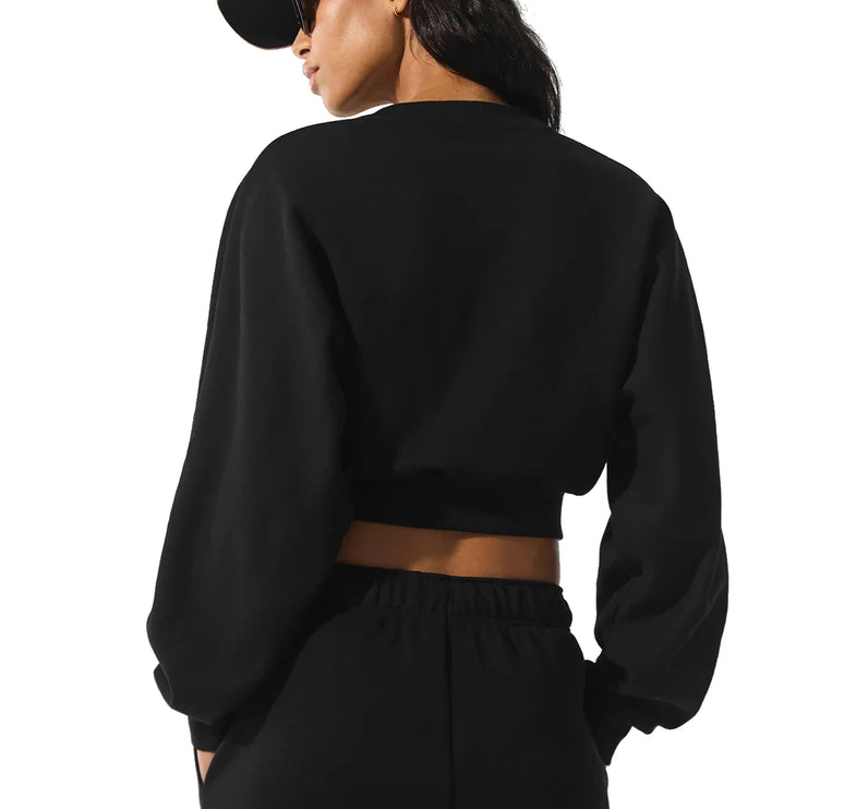 alo Women's Cropped Accolade Crewneck Black