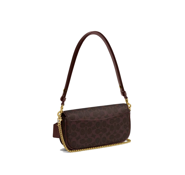 Coach Women's Brook Flap Chain Bag In Signature Canvas Brass/Maple