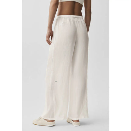 alo Women's Semi-Sheer Golden Hour High-Waist Straight Leg Pant Ivory