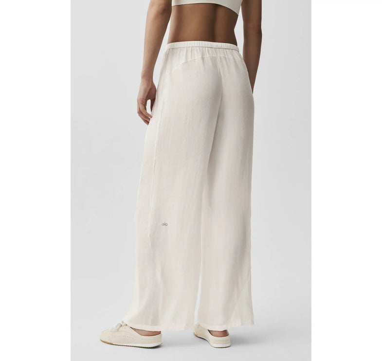 alo Women's Semi-Sheer Golden Hour High-Waist Straight Leg Pant Ivory