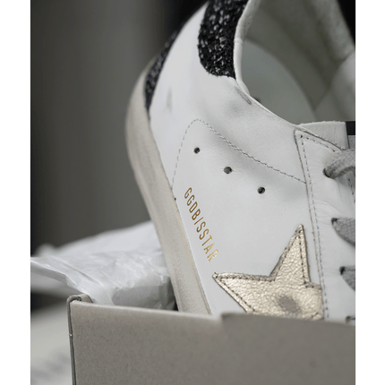 Golden Goose Women's Super Star Sneakers with Gold Star and Black Glitter