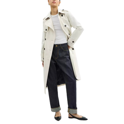 COACH Women's Long Trench Ecru