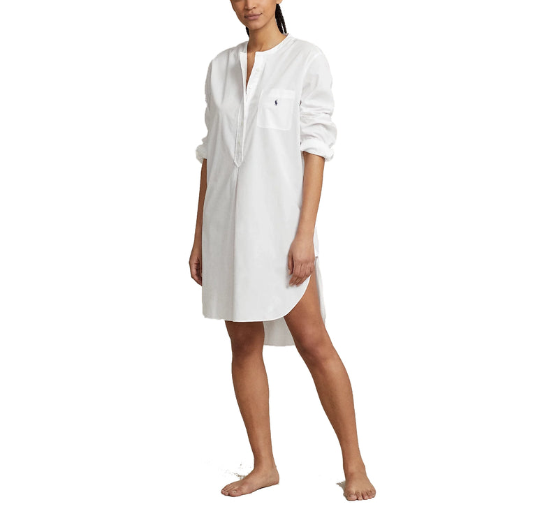 Polo Ralph Lauren Women's Poplin Sleep Shirt White Cloud