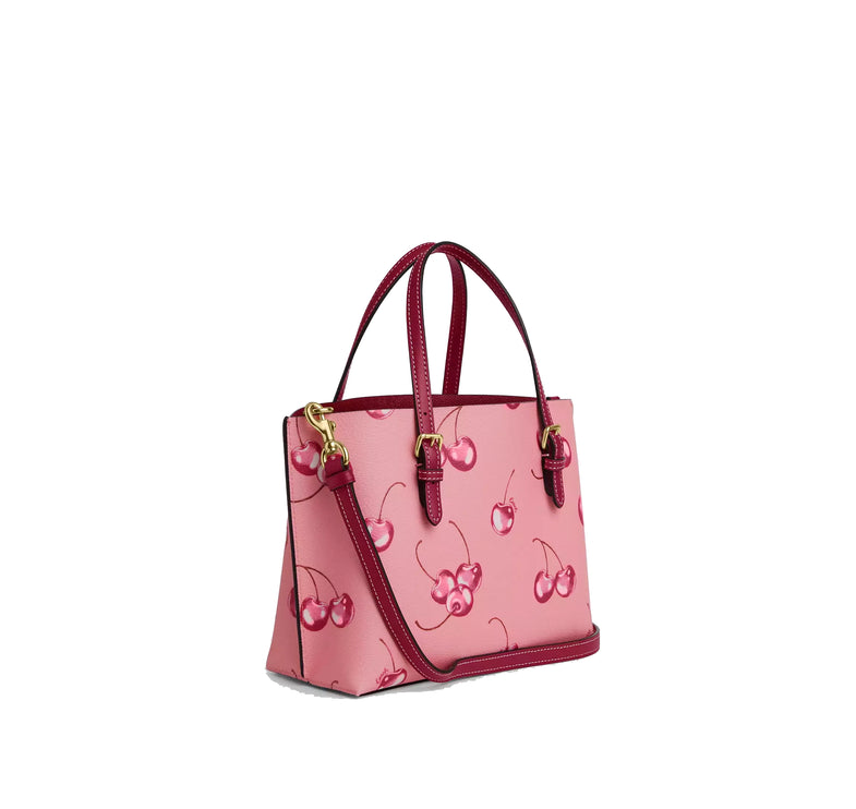 Coach Women's Mollie Tote Bag 25 With Cherry Print Gold/Flower Pink/Bright Violet