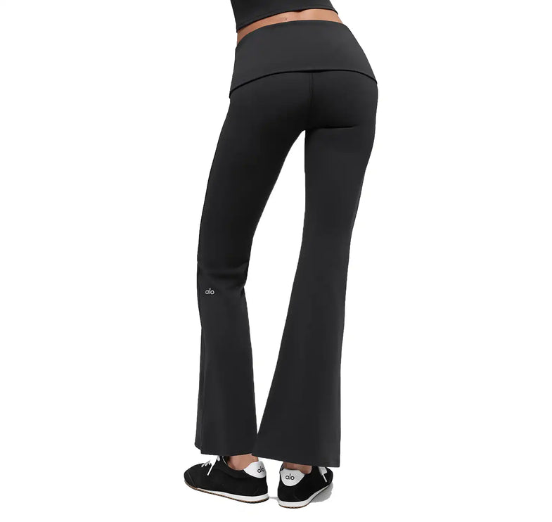 alo Women's ALO Softsculpt 7/8 Foldover Flare Legging Black