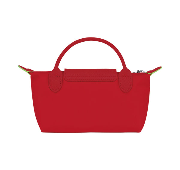 Longchamp Women's Le Pliage Green Pouch With Handle Tomato