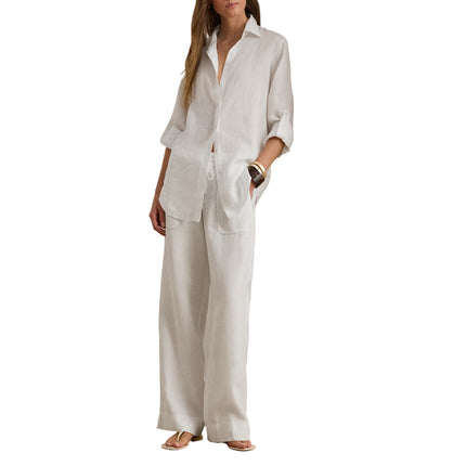 Polo Ralph Lauren Women's Linen Wide-Leg Pant White