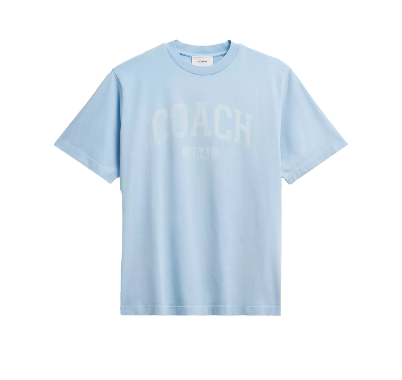 Coach Men's Sun Fade Easy T-Shirt In Organic Cotton Cerulean Light Blue