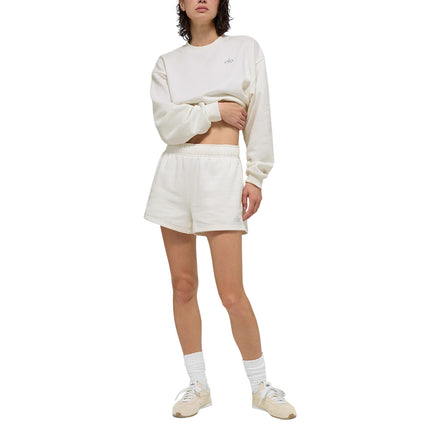 alo Women's Cropped Accolade Crewneck Ivory