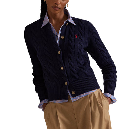Polo Ralph Lauren Women's Cable-Knit Wool-Cashmere Cardigan Hunter Navy