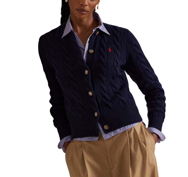 Polo Ralph Lauren Women's Cable-Knit Wool-Cashmere Cardigan Hunter Navy