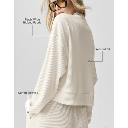 alo Women's Muse Crew Neck Pullover Ivory