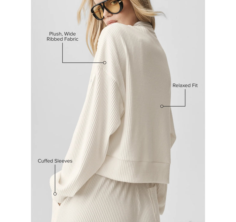 alo Women's Muse Crew Neck Pullover Ivory