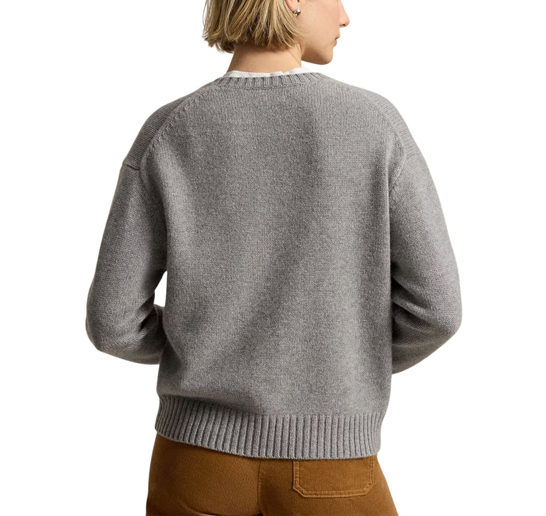 Polo Ralph Lauren Women's Polo Bear Wool-Cashmere Sweater Gray Heather