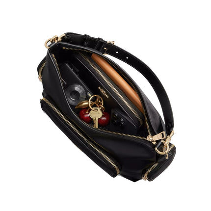 Coach Women's Laurel Shoulder Bag With Pockets Gold/Black