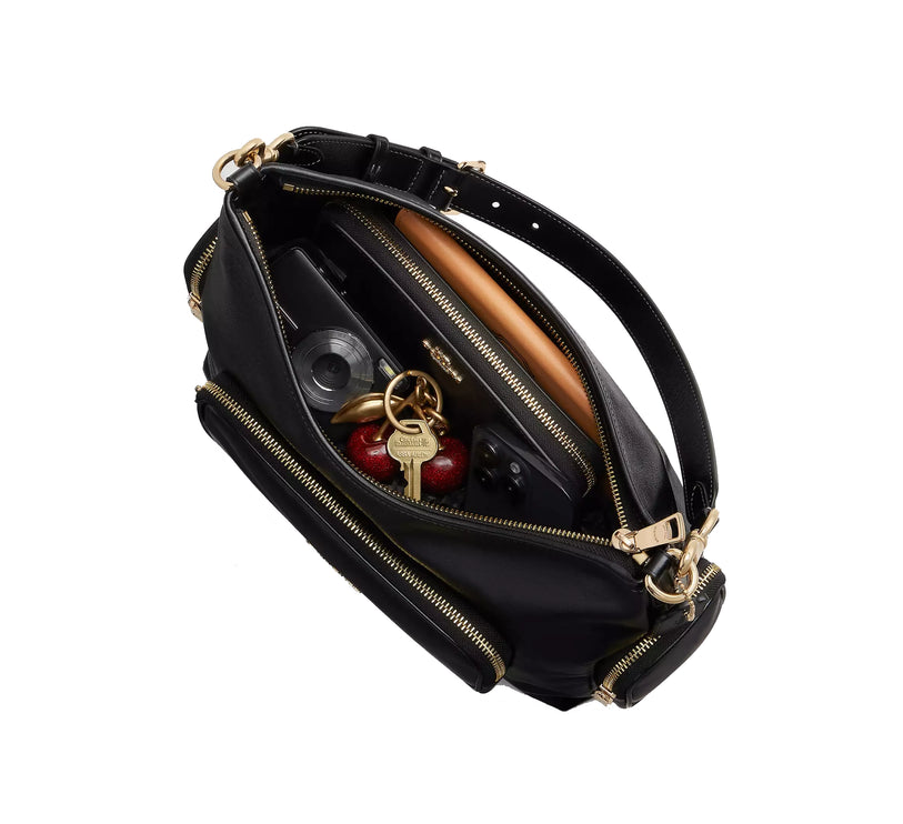 Coach Women's Laurel Shoulder Bag With Pockets Gold/Black