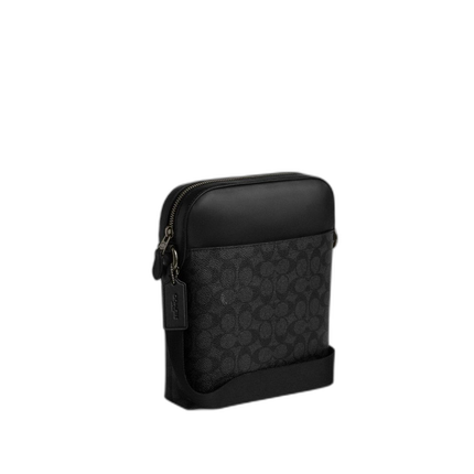Coach Women's Houston Flight Bag In Signature Canvas Gunmetal/Charcoal/Black
