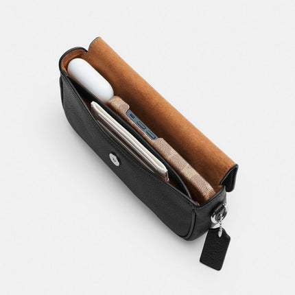 Coach Women's Hailey Flap Bag In Signature Canvas Silver/Sand/Taupe