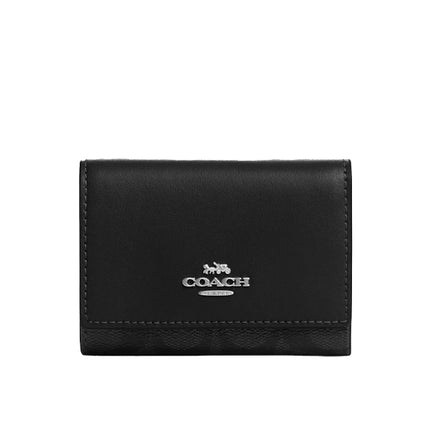 Coach Women's Micro Wallet In Signature Canvas Silver/Graphite/Black