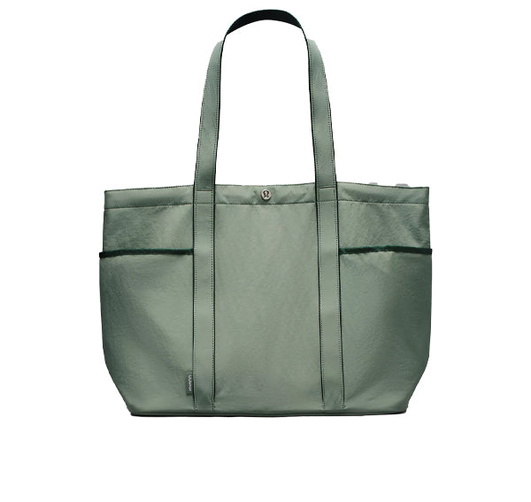 lululemon Unisex Daily Multi Pocket Tote Bag 20L Grey Eucalyptus/Legacy Green