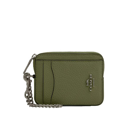 Coach Women's Zip Card Case Gunmetal/Military Green