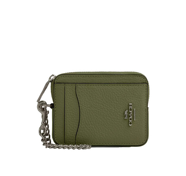 Coach Women's Zip Card Case Gunmetal/Military Green