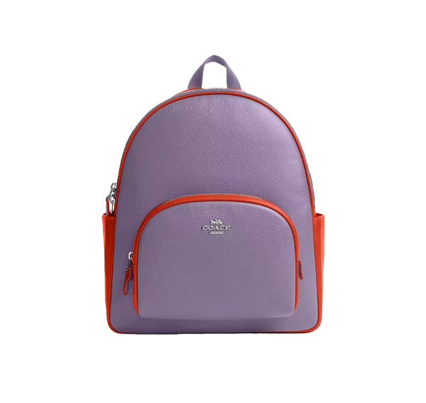 Coach Women's Court Backpack In Colorblock Silver/Light Violet/Electric Coral