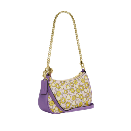 Coach Women's Teri Mini Crossbody Bag With Floral Print Gold/Lilac Multi