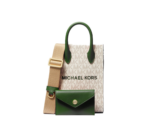 Michael Kors Women's Mirella Extra Small Signature Logo Smartphone Crossbody Bag Fern Green Multi