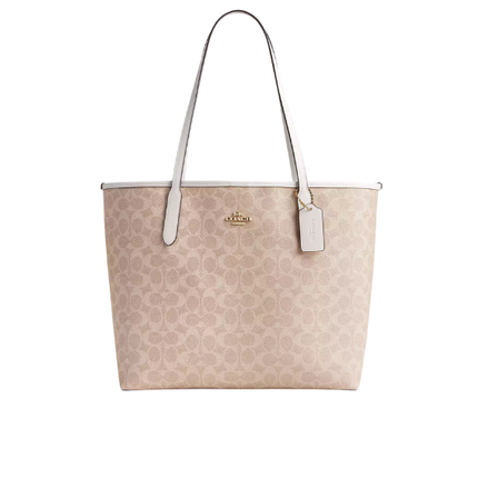 Coach Women's City Tote Bag In Signature Canvas Gold/Sand/Chalk