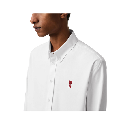 AMI Alexandre Mattiussi Unisex Cotton Button-Down Ami de Coeur Shirt Natural White