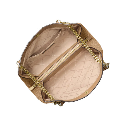 Michael Kors Women's Christina Medium Signature Logo Messenger Bag Camel